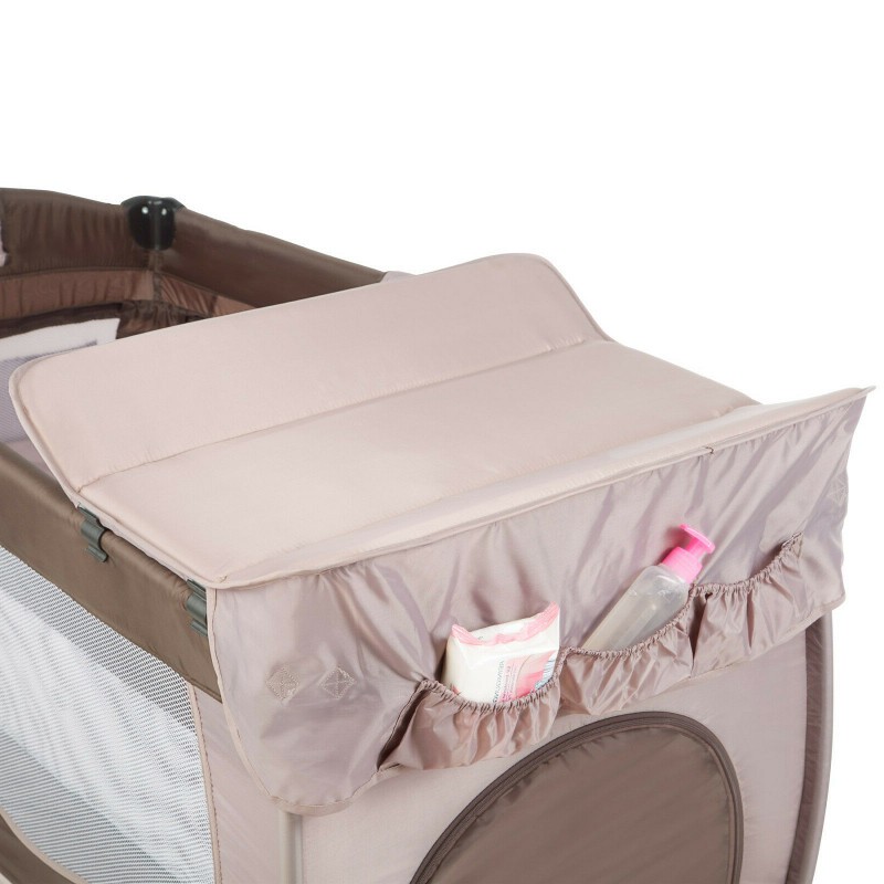 DREAMADE Lit Parapluie Bébé - Lit De Voyage Pliable Tout-en-Un Avec Matelas à Langer, Moustiquaire Et Roulettes - Gris