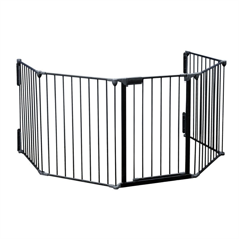 Barrière De Sécurité Pliable 240 Cm – Protection Cheminée, Poêle, Enfants & Animaux – 4 Panneaux Noir (240 X 75 Cm)
